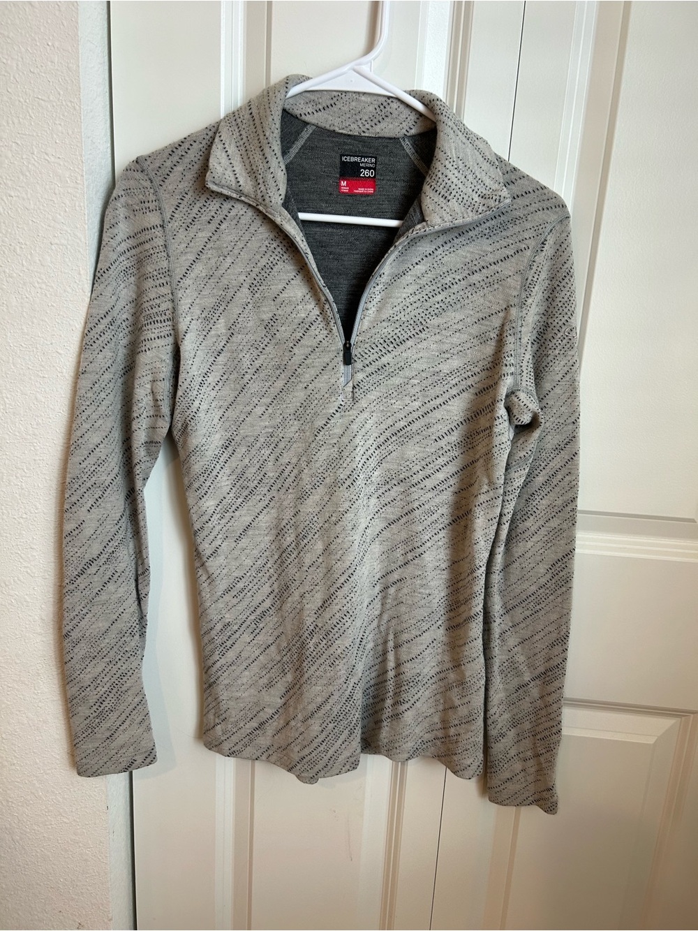 Icebreaker Merino 260 Women’s M Gray Speckled Quarter Zip 100% Merino Wool Top